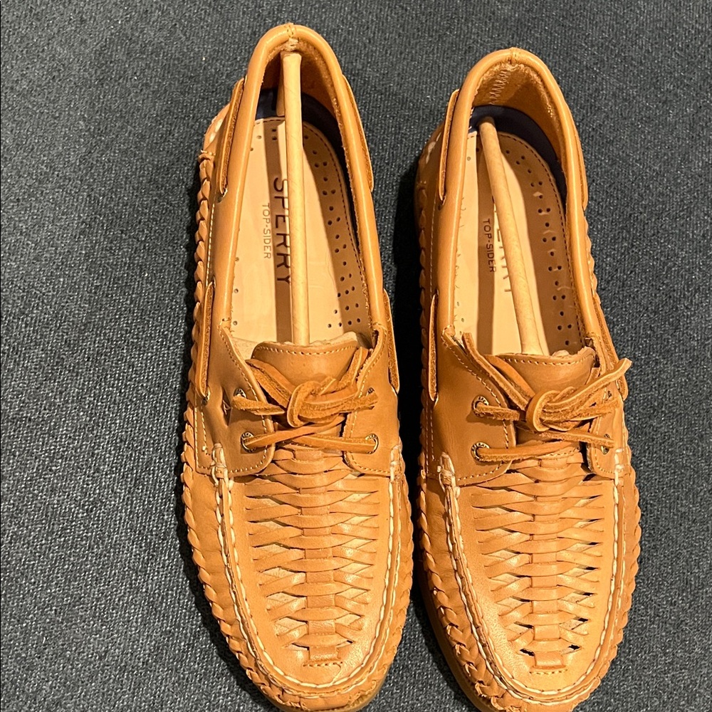 Sperry Brown Loafers 2 eye woven boat shoes new in box - Picture 4 of 10